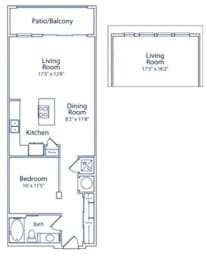1 bed, 1 bath, 840 sqft, $1,575