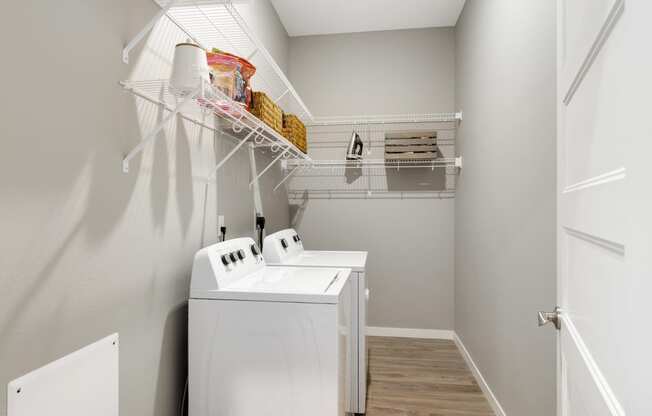 Walk in laundry at Nuvelo at Parkside Apartments