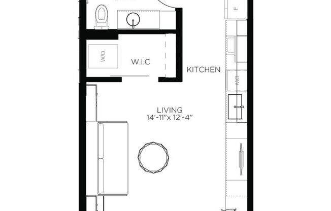 Studio, 1 bath, 457 sqft, $1,200