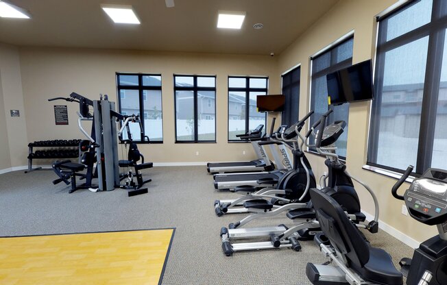 fitness center, gym, workout equipment