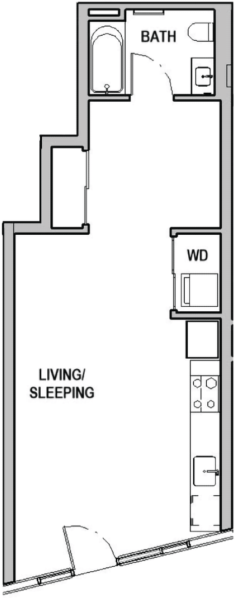 Studio, 1 bath, 483 sqft, $2,125, Unit D