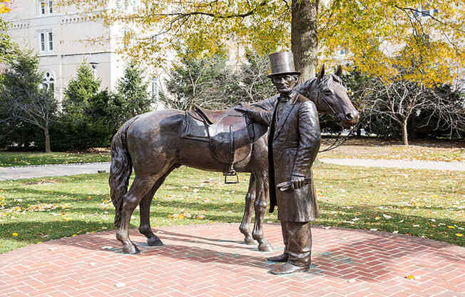 sculpture of abraham lincoln and a horse neat petworth station apartments in washington dc