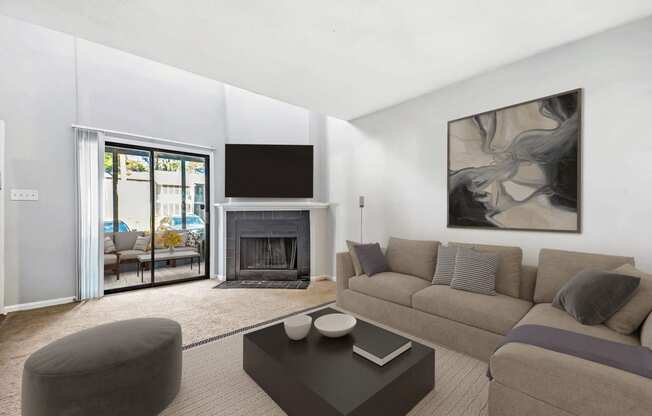 Greentree Apartments in Savannah, GA photo of a living room with a couch and a coffee table