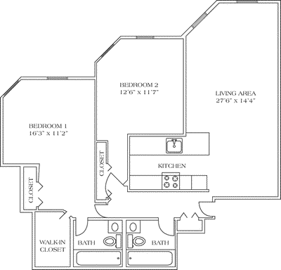 2 beds, 2 baths, 1,014 sqft, $3,685, Unit 606