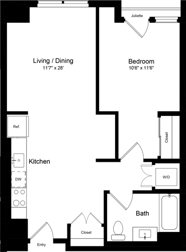 1 bed, 1 bath, 727 sqft, $3,444, Unit 514