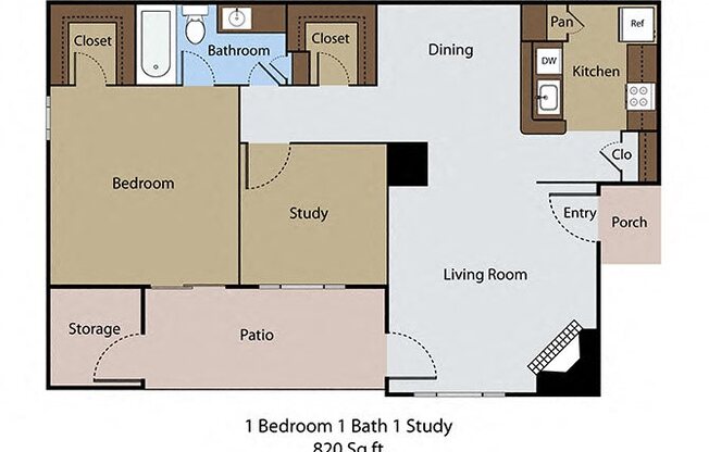 2 beds, 1 bath, 820 sqft, $1,239