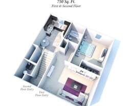 1 bed, 1 bath, 750 sqft, $1,065