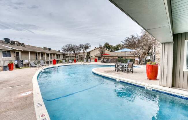 the swimming pool at our apartments