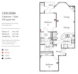 2 beds, 1 bath, 978 sqft, $2,144