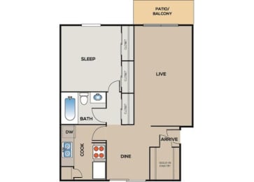 1 bed, 1 bath, 866 sqft, $973