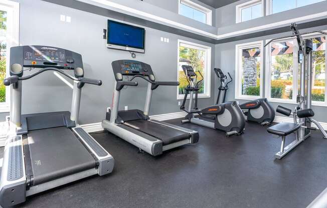 Rancho Cucamonga, CA Apartments for Rent - Barrington Place Fitness Center With Treadmills, Exercise Bikes, Ellipticals, and More