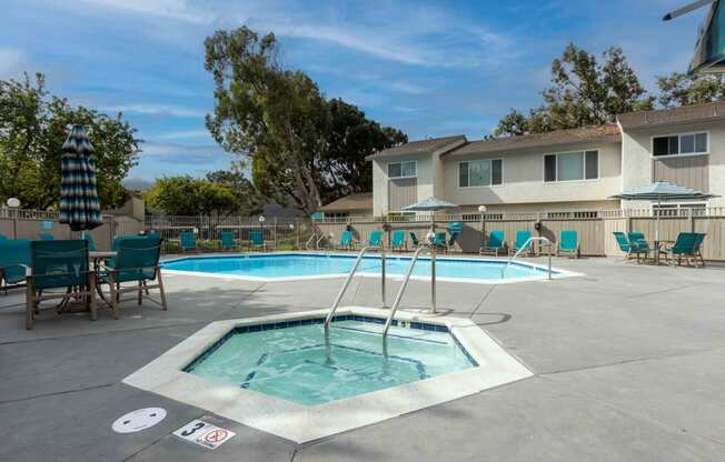 the swimming pool at the apartments for rent