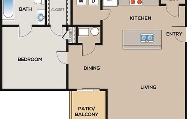 1 bed, 1 bath, 758 sqft, $1,260, Unit 119