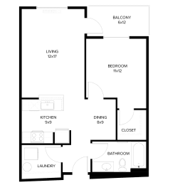 1 bed, 1 bath, 727 sqft, $1,585