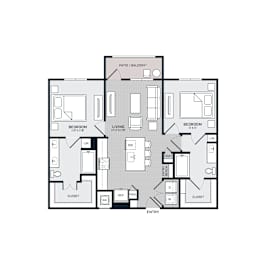 2 beds, 2 baths, 984 sqft, $1,550