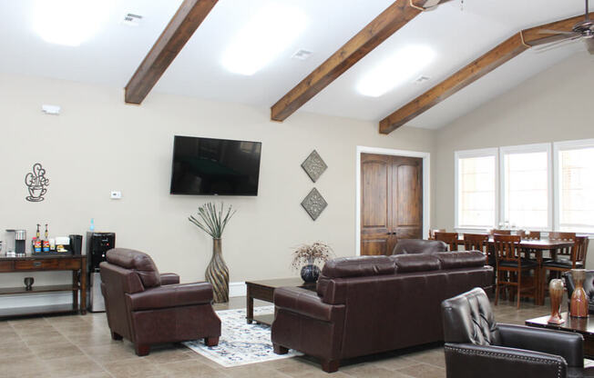 clubhouse lounge area with TV at homestead apartments