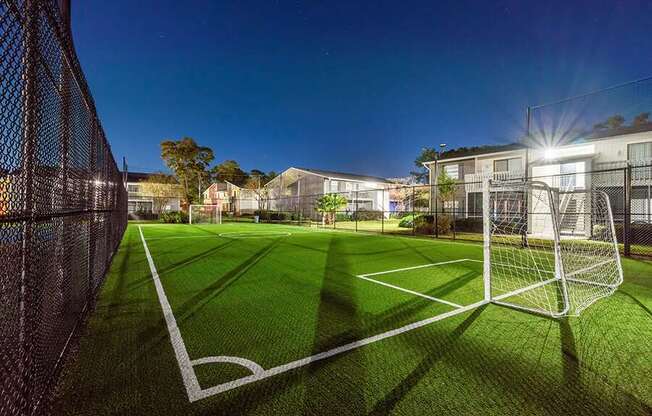 Community Soccer Field with Nets at Arbors at Orange Park Apartments located in Orange Park, FL.