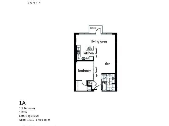 1 bed, 1 bath, 1,010 sqft, $3,400, Unit 1704