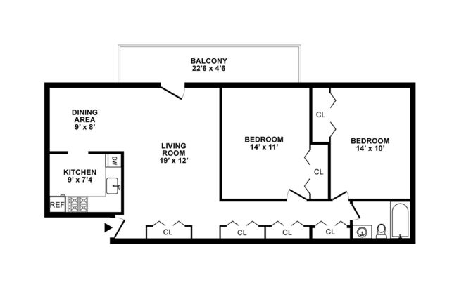 2 beds, 1 bath, 864 sqft, $1,850