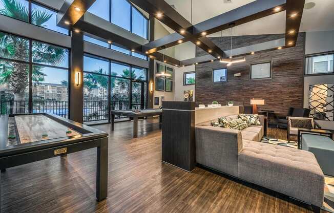 Game Room With Billiards And Shuffleboard at Pearce at Pavilion Luxury Apartments, Florida, 33578