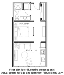 1 bed, 1 bath, 527 sqft, $1,580