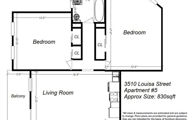 2 beds, 1 bath, 830 sqft, $2,290, Unit 3510 Louisa St. #05