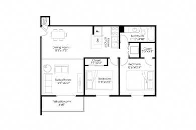 2 beds, 1 bath, 950 sqft, $1,335