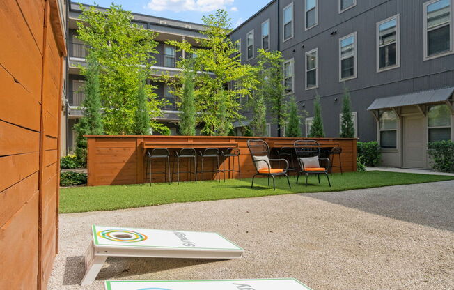 Courtyard with Cornhole Area