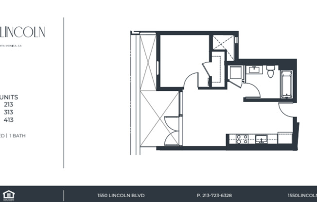 1 bed, 1 bath, 554 sqft, $3,100, Unit 213