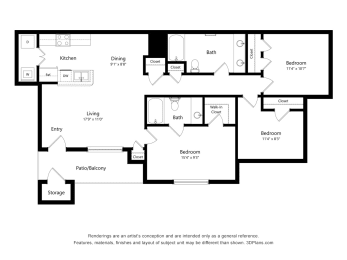 3 beds, 2 baths, 1,083 sqft, $1,539