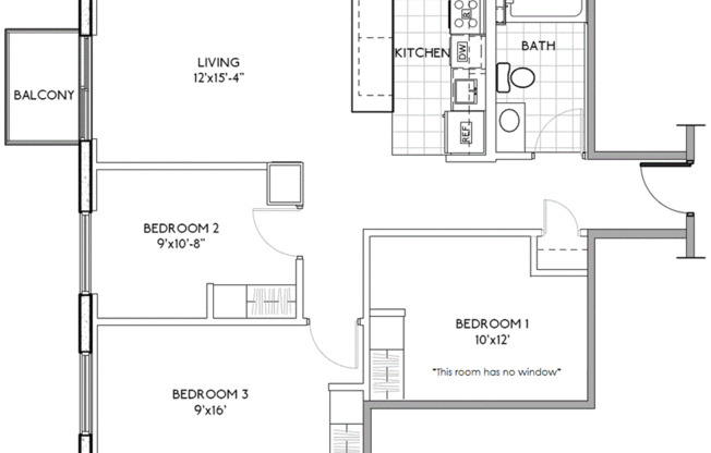 3 beds, 1 bath, 875 sqft, $3,099, Unit 1216-310