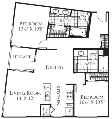 2 beds, 2 baths, 1,081 sqft, $3,141, Unit 301