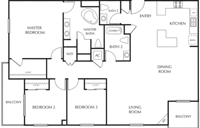 3 beds, 2.5 baths, 1,709 sqft, $3,999, Unit 601