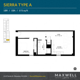 1 bed, 1 bath, 573 sqft, $1,335