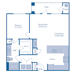 1 bed, 1 bath, 862 sqft, $1,305
