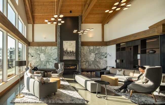 glacier run apartments lodge lounge in sunlight