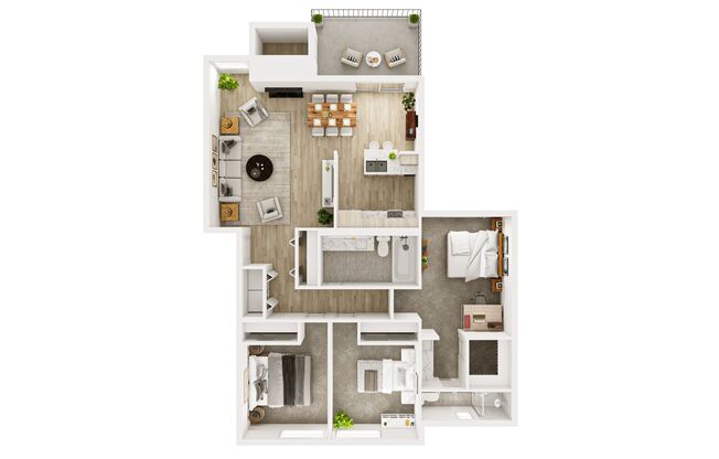 3 beds, 2 baths, 1,078 sqft, $1,971, Unit A-01