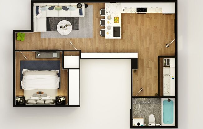 1 bed, 1 bath, 524 sqft, $1,350, Unit 301