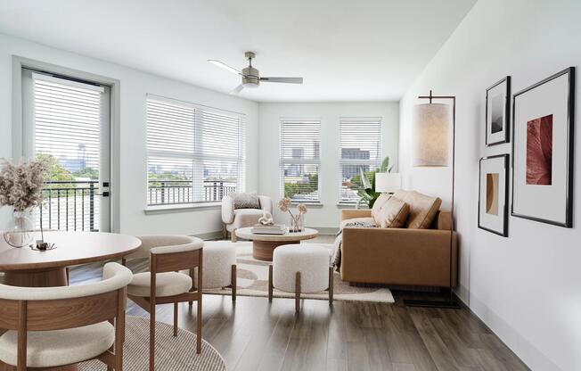 Open, light-filled living at Modera Westside Trail, offering refined finishes and scenic Atlanta views right from home.