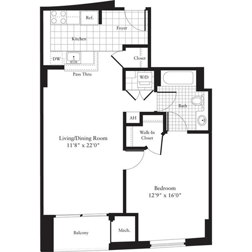 1 bed, 1 bath, 702 sqft, $2,509, Unit 1206