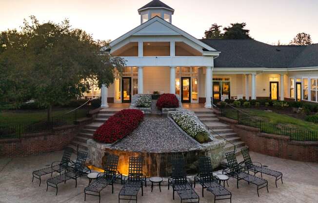 Outdoor courtyard with fire pit at Abberly Green Apartment Homes, Mooresville, North Carolina