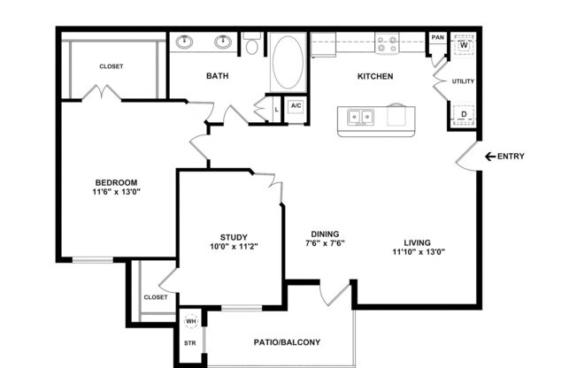 1 bed, 1 bath, 920 sqft, $1,555