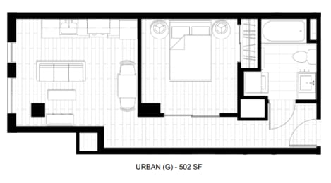 1 bed, 1 bath, 502 sqft, $1,800