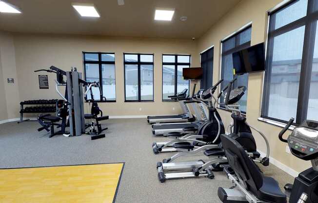 fitness center, gym, workout equipment