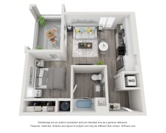 Studio, 1 bath, 546 sqft, $1,665