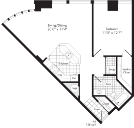 1 bed, 1 bath, 758 sqft, $2,092