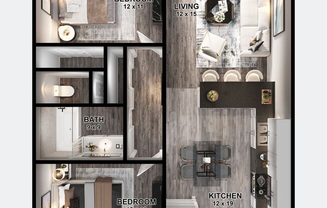 2 beds, 1 bath, 840 sqft, $1,249, Unit 710