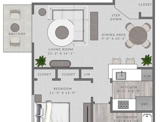 1 bed, 1 bath, 760 sqft, $2,102