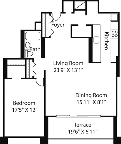 1 bed, 1 bath, 1,010 sqft, $4,110, Unit 2222