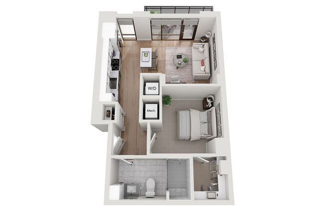 Studio, 1 bath, 643 sqft, $1,861